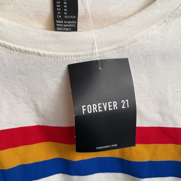 💥NWT💥forever 21 short sleeve top with stripes ♥️💛💙 - Picture 3 of 3